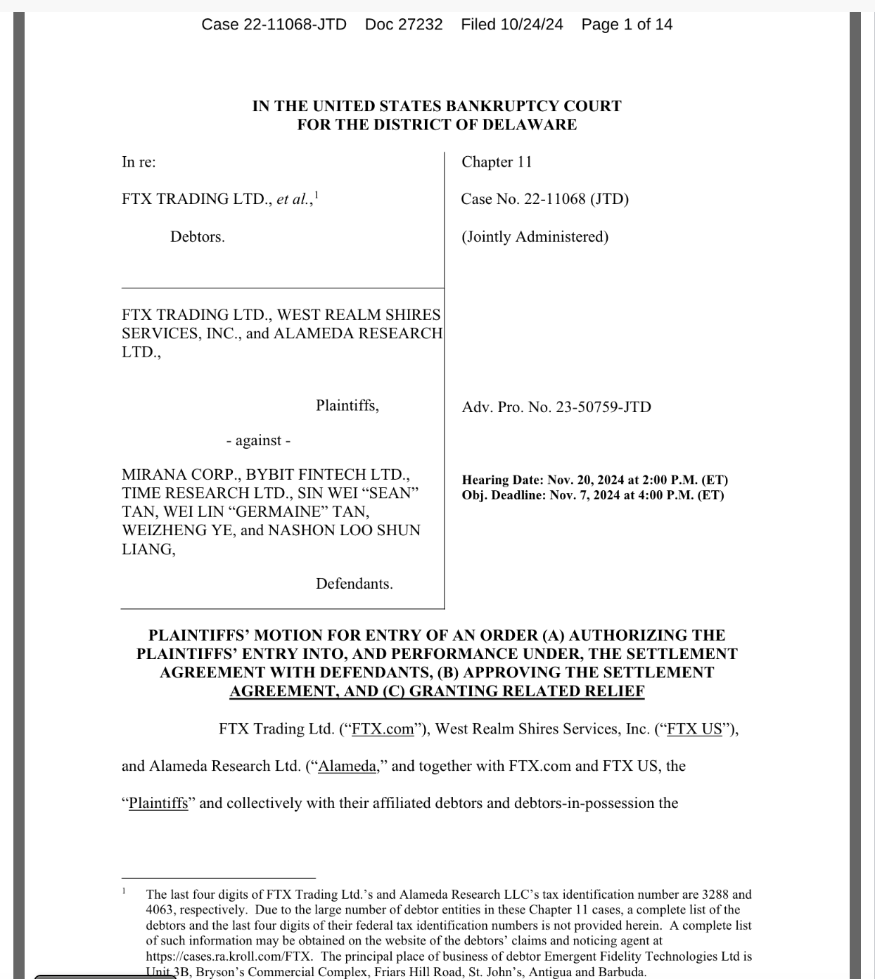 FTX settles lawsuit against the Bybit exchange for $228 million